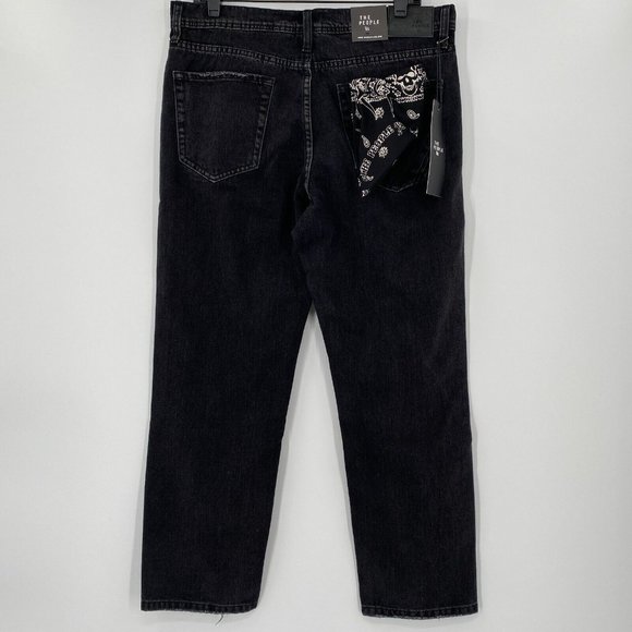 The People Vs. Men's Lithium Jeans Distressed sz 34 Wasted Black Bandana Cropped - Picture 6 of 10